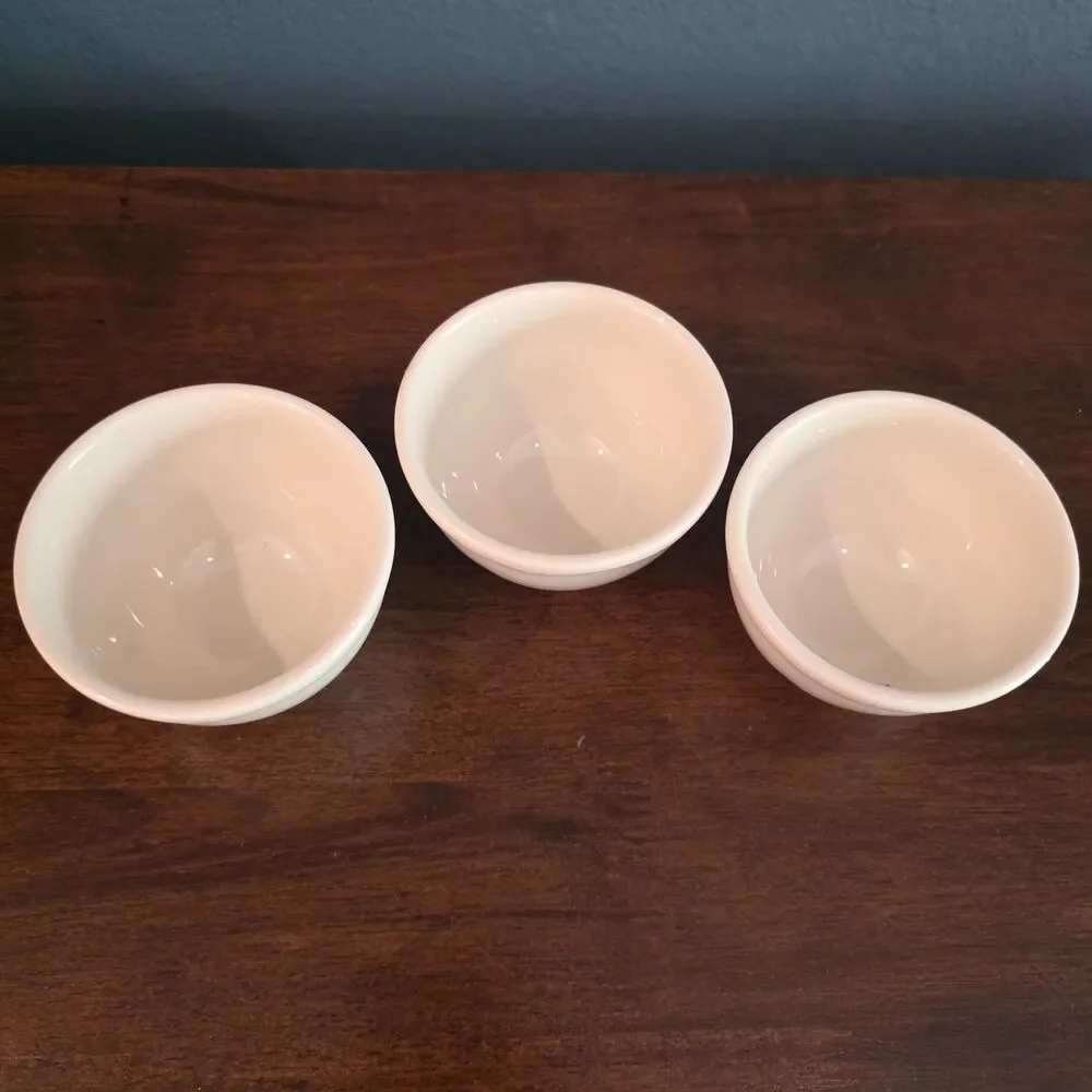 RARE Homer Laughlin China White Restaurant Ware Set of 3 Berry Soup Small Bowl